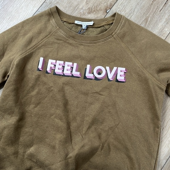 Rebecca Minkoff I Feel Love Green Pullover Crewneck Sweatshirt - Picture 4 of 12
